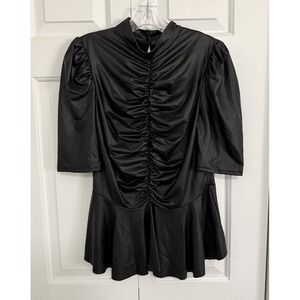 Y2K Style Goth Black Peplum Top Sz XL By Touch Me Witchy Vamp